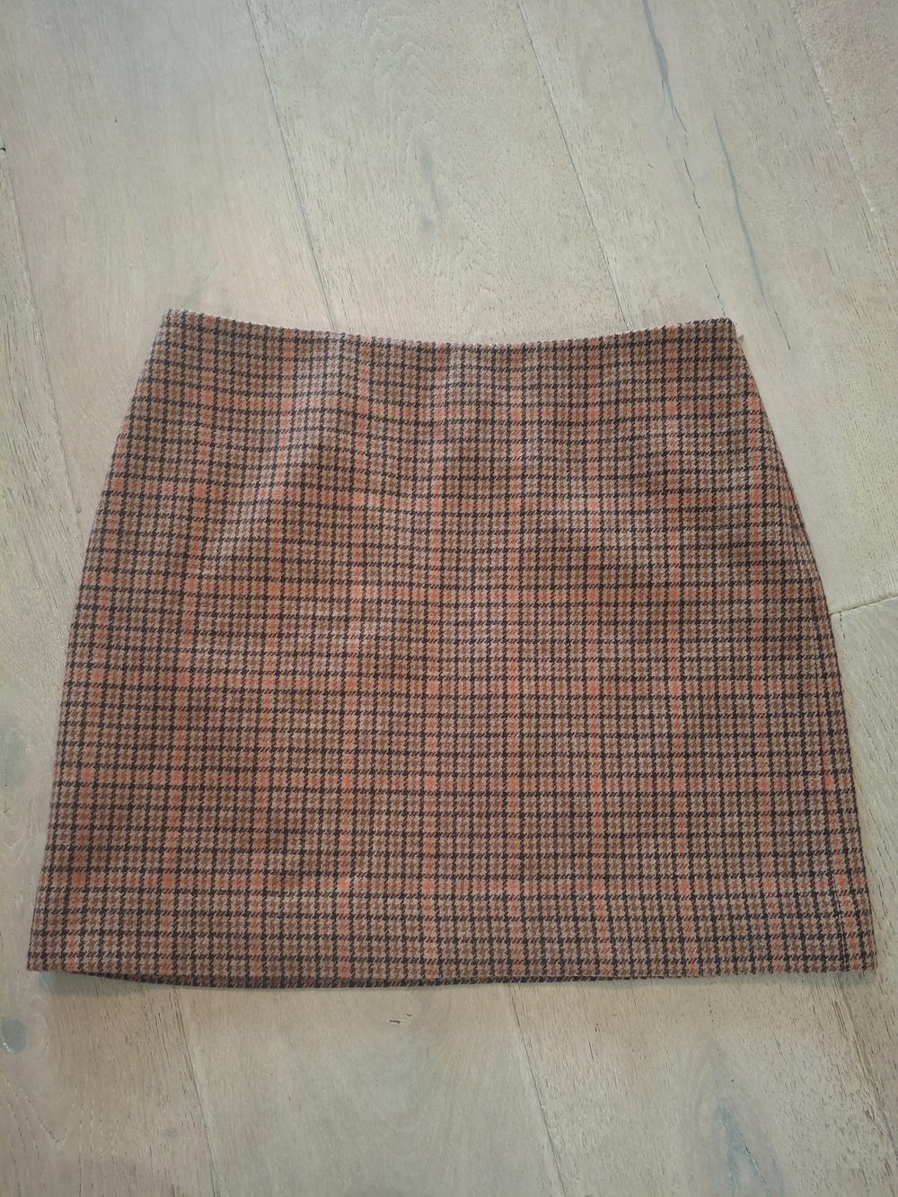 Wool Michael Kors Checked Mini Skirt in Brown and Orange